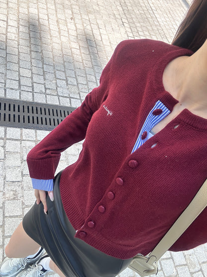 Mix Checked Wool Cardigan