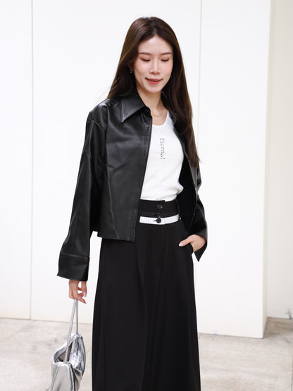 Cropped Leather Shirt