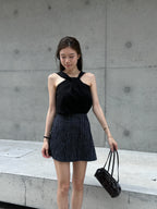 Cross Neck Chiffon Tank Top