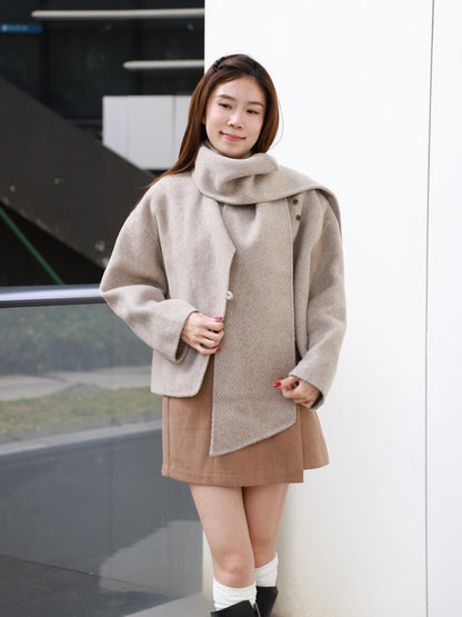 (Early's Bird) Doubled Wool Jacket with Scarf