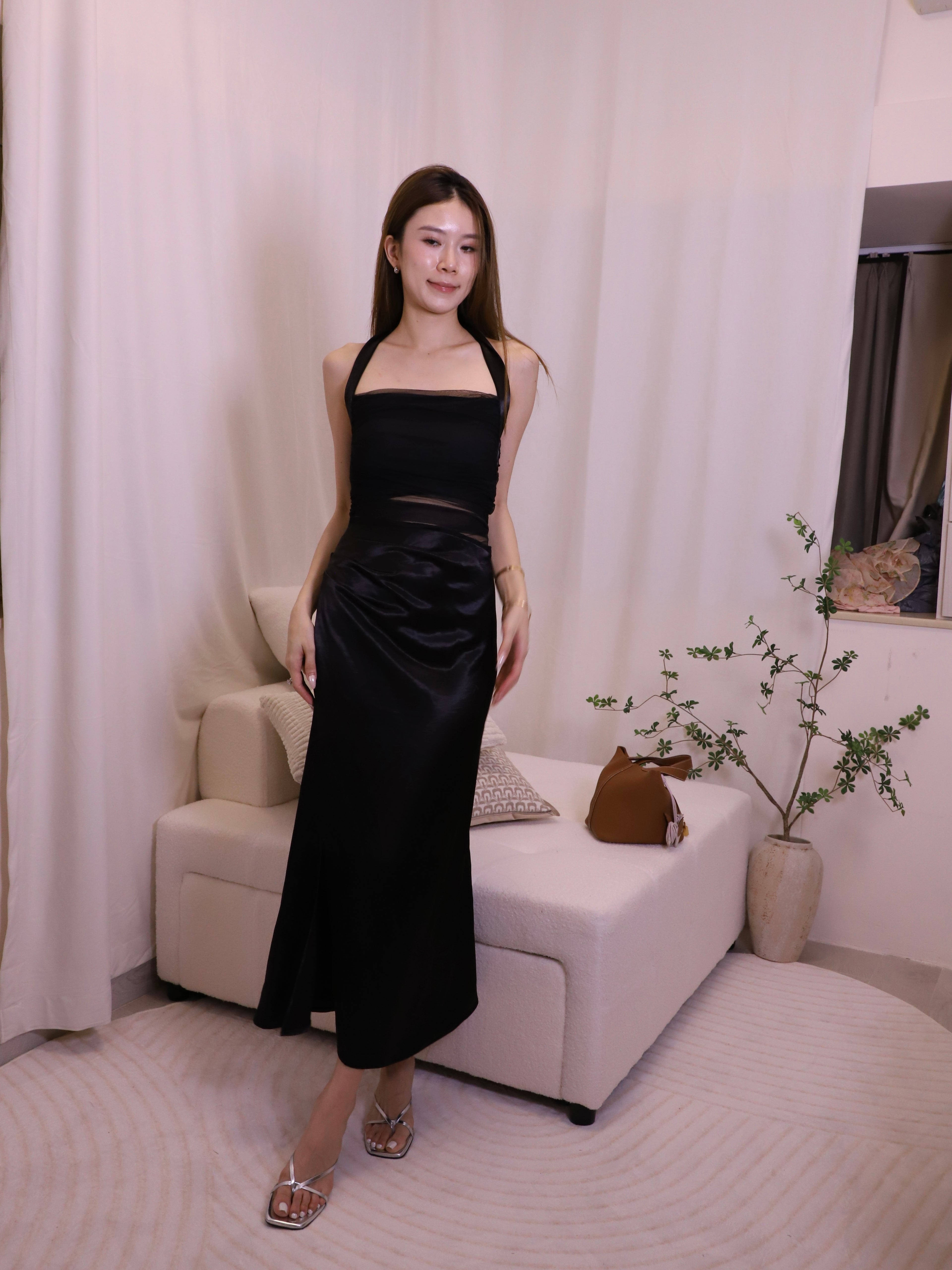 Ashchic made Silky Tied Neck Maxi Dress