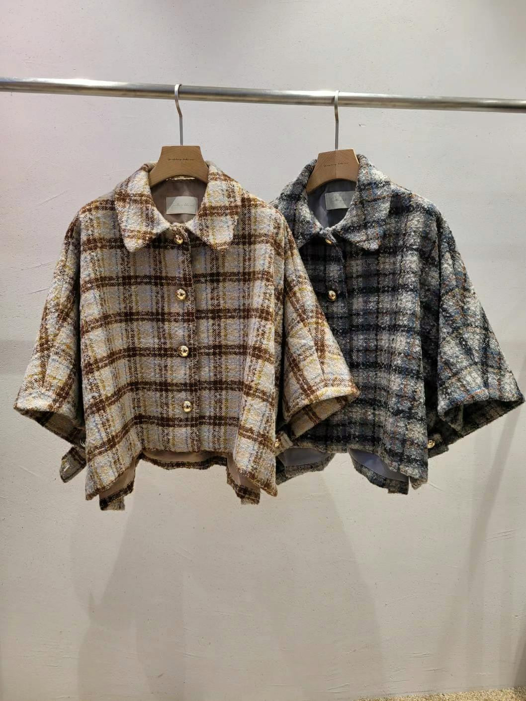 Checked Cape Jacket