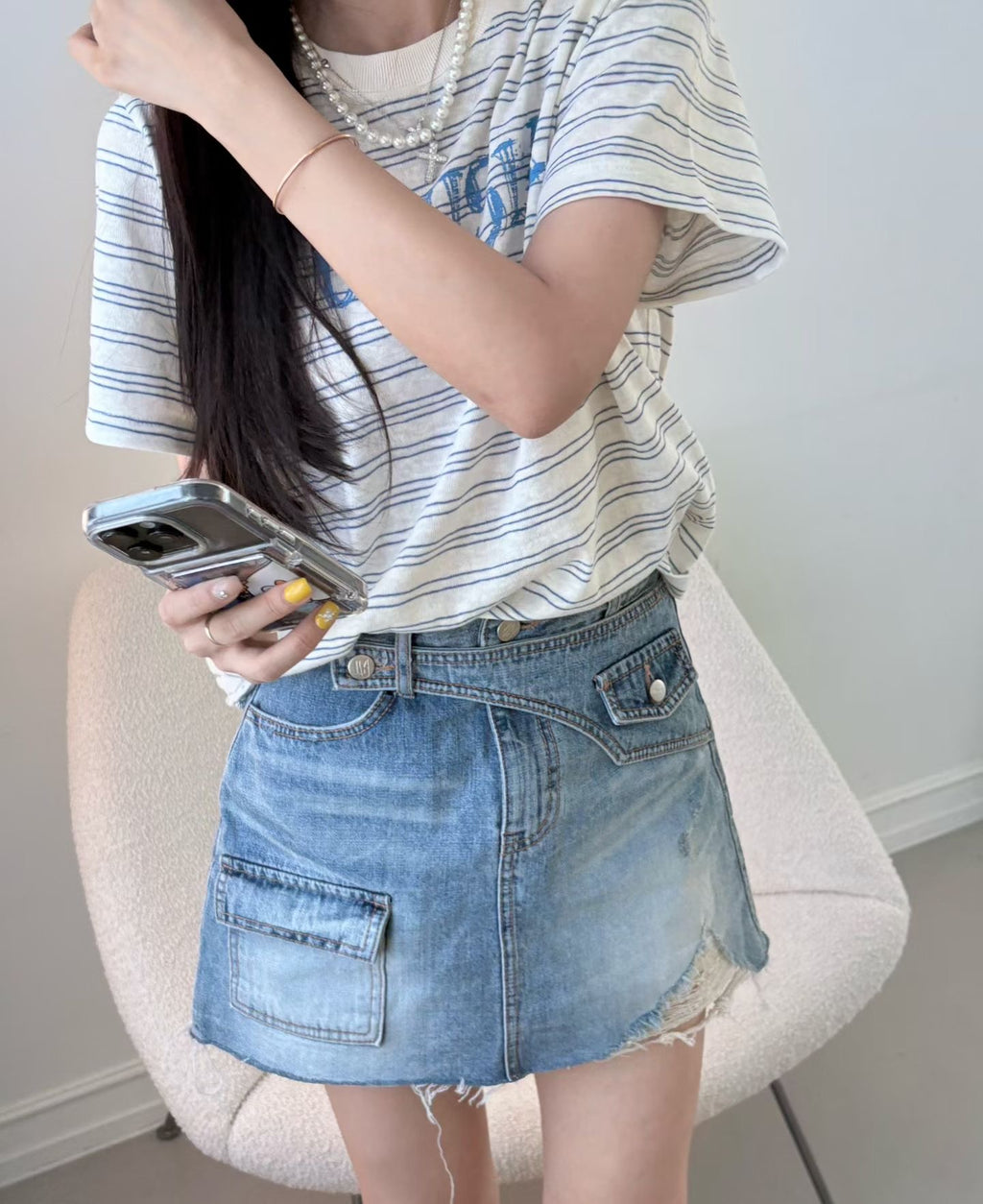 Pocket Button Denim Skirt Shorts