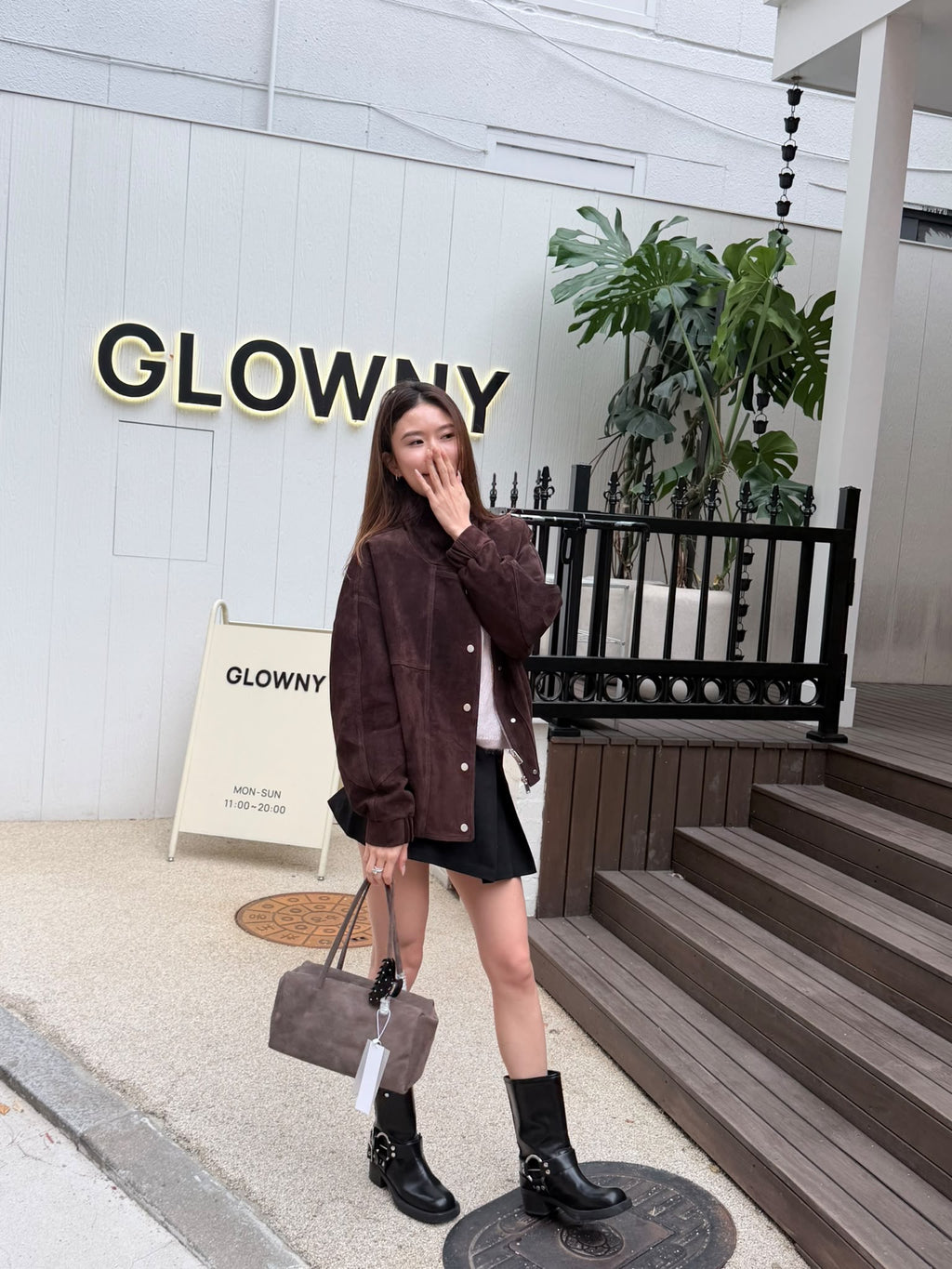Stand Collar Suede Jacket