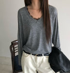 V Neck Long Sleeve Top