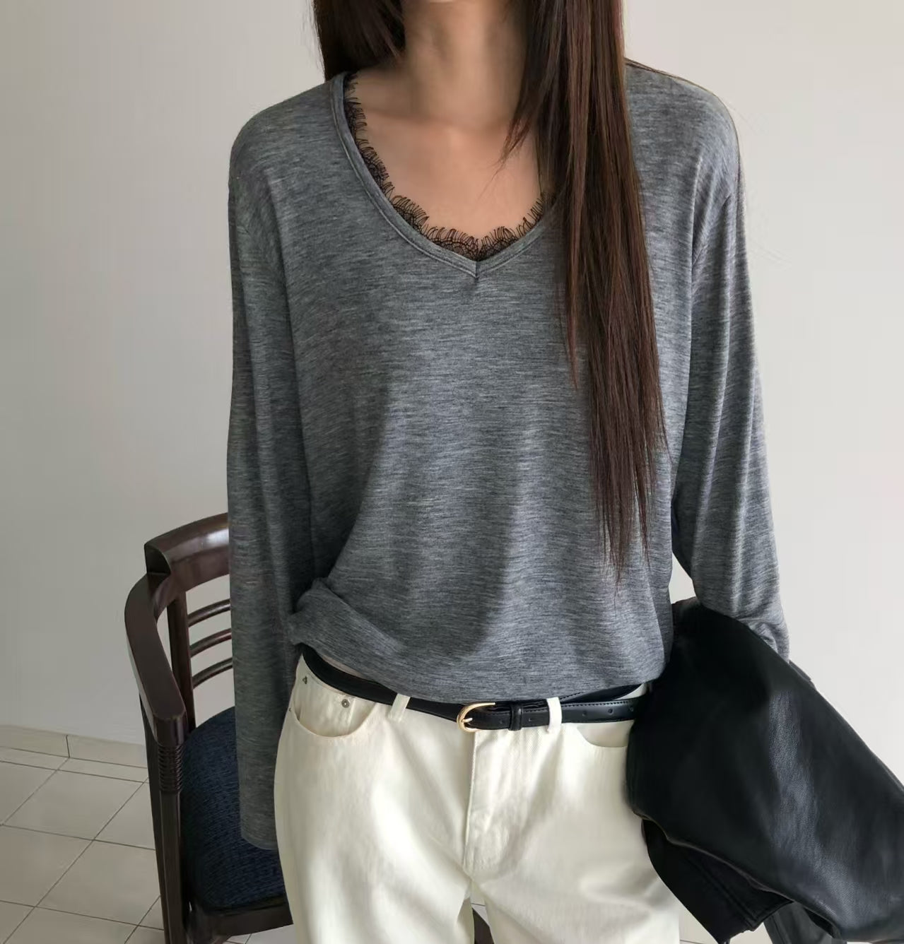 V Neck Long Sleeve Top