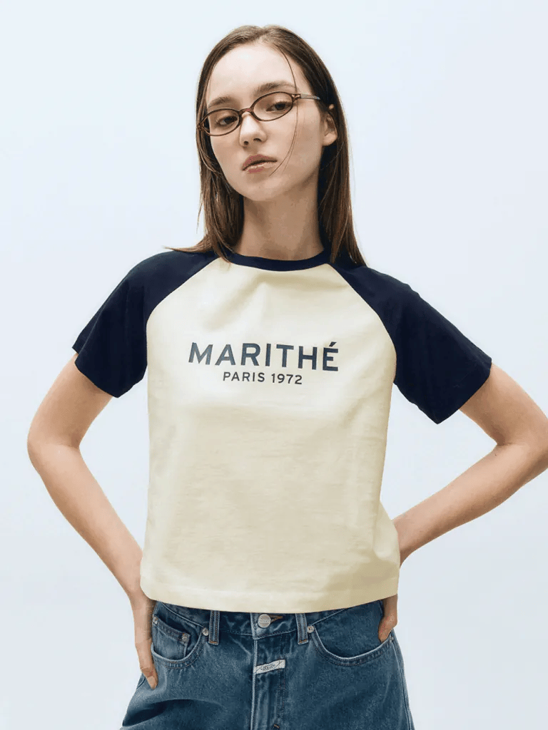 MARITHE FRANCOIS GIRBAUD - 短版W REGULAR LOGO RAGLAN CROP TEE [4 colors]
