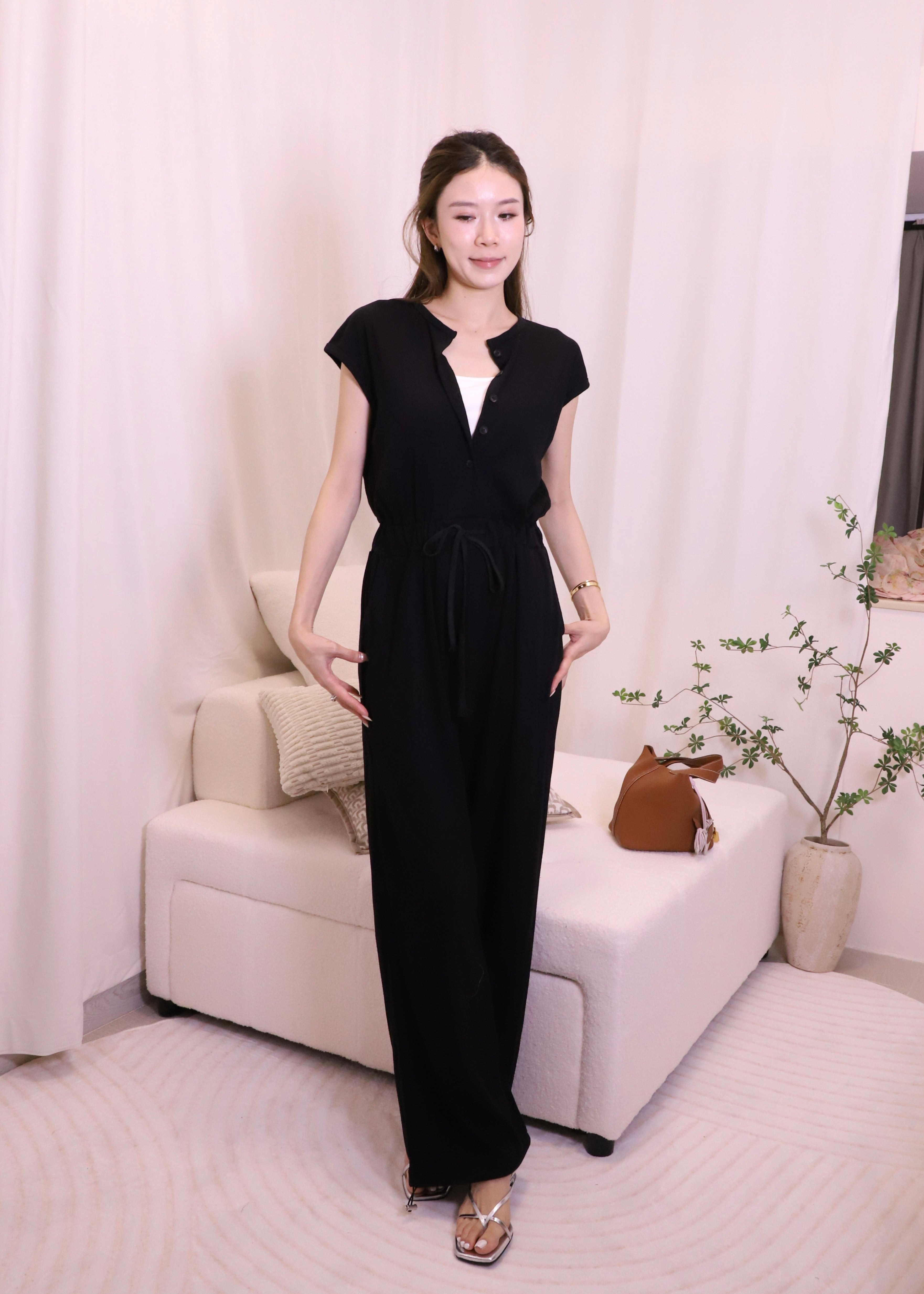Cotton Button Up Jumpsuit