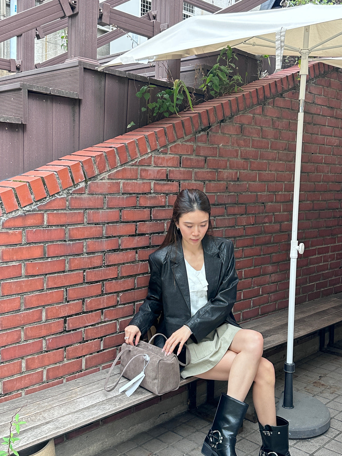 Lapel Leather Blazer