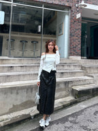 Big Belt Leather Maxi Skirt