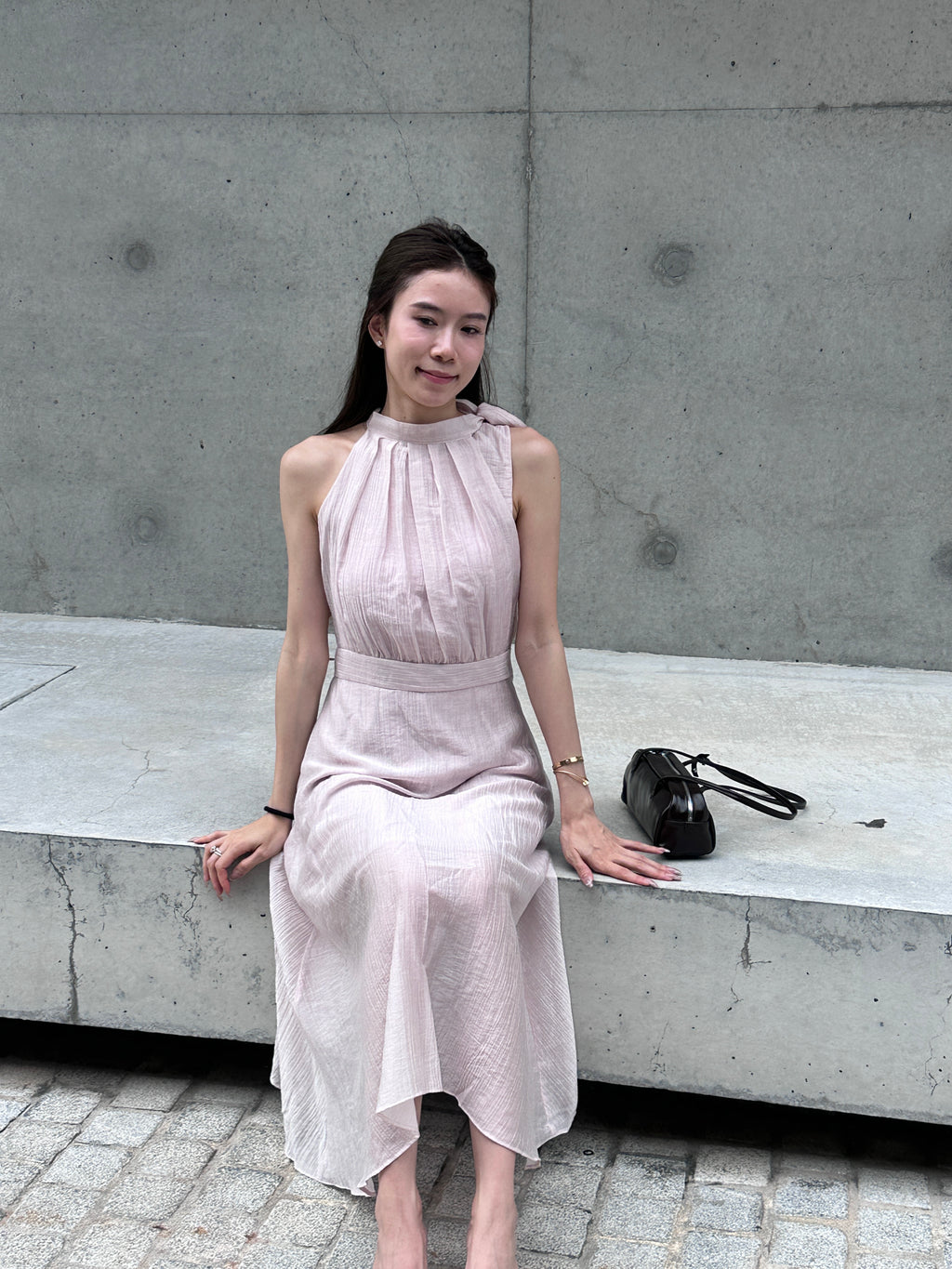 Holiday Tied Neck Maxi Dress