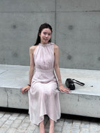 Holiday Tied Neck Maxi Dress