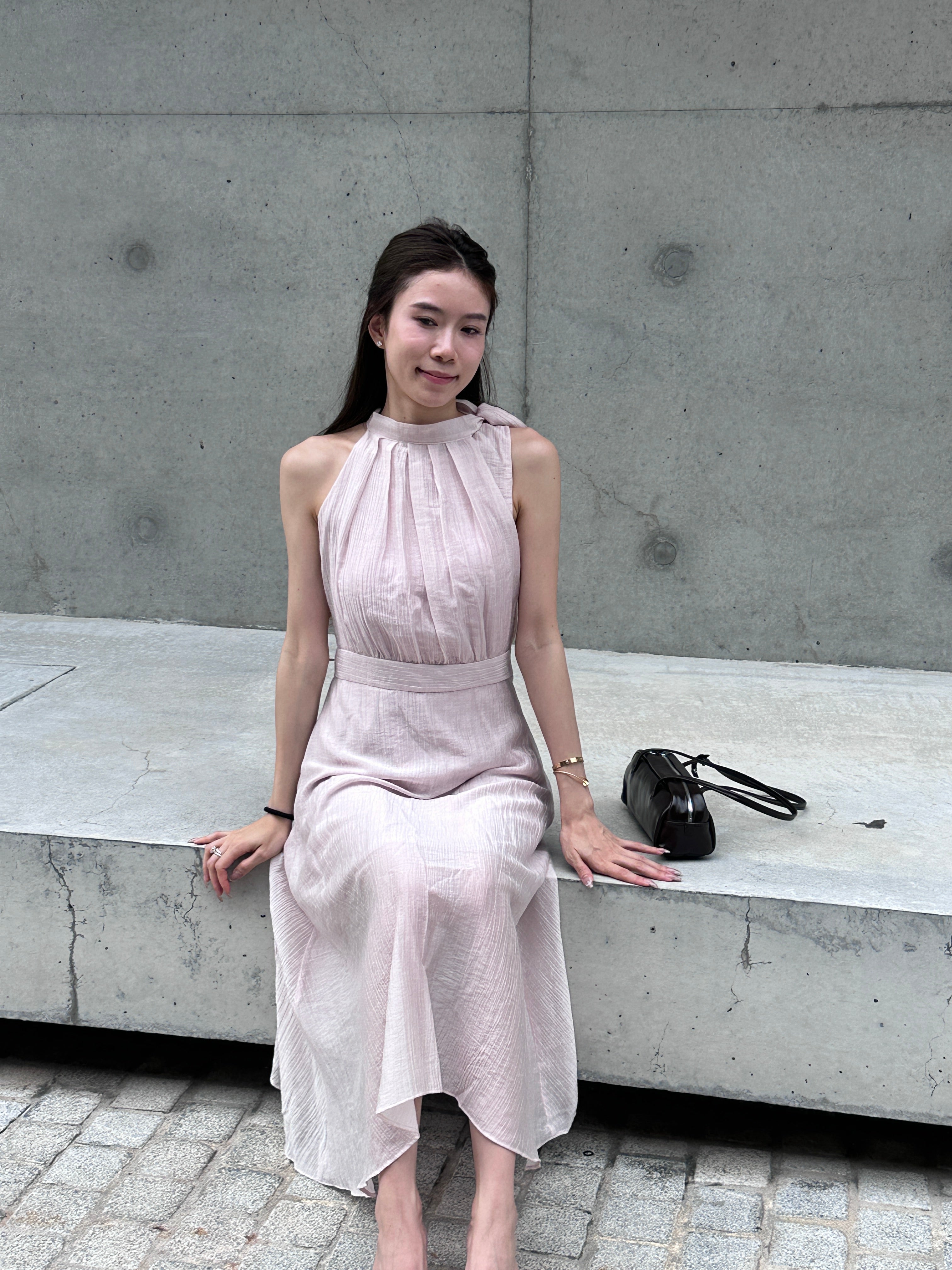 Holiday Tied Neck Maxi Dress