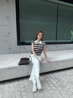 Striped Zipped Vest