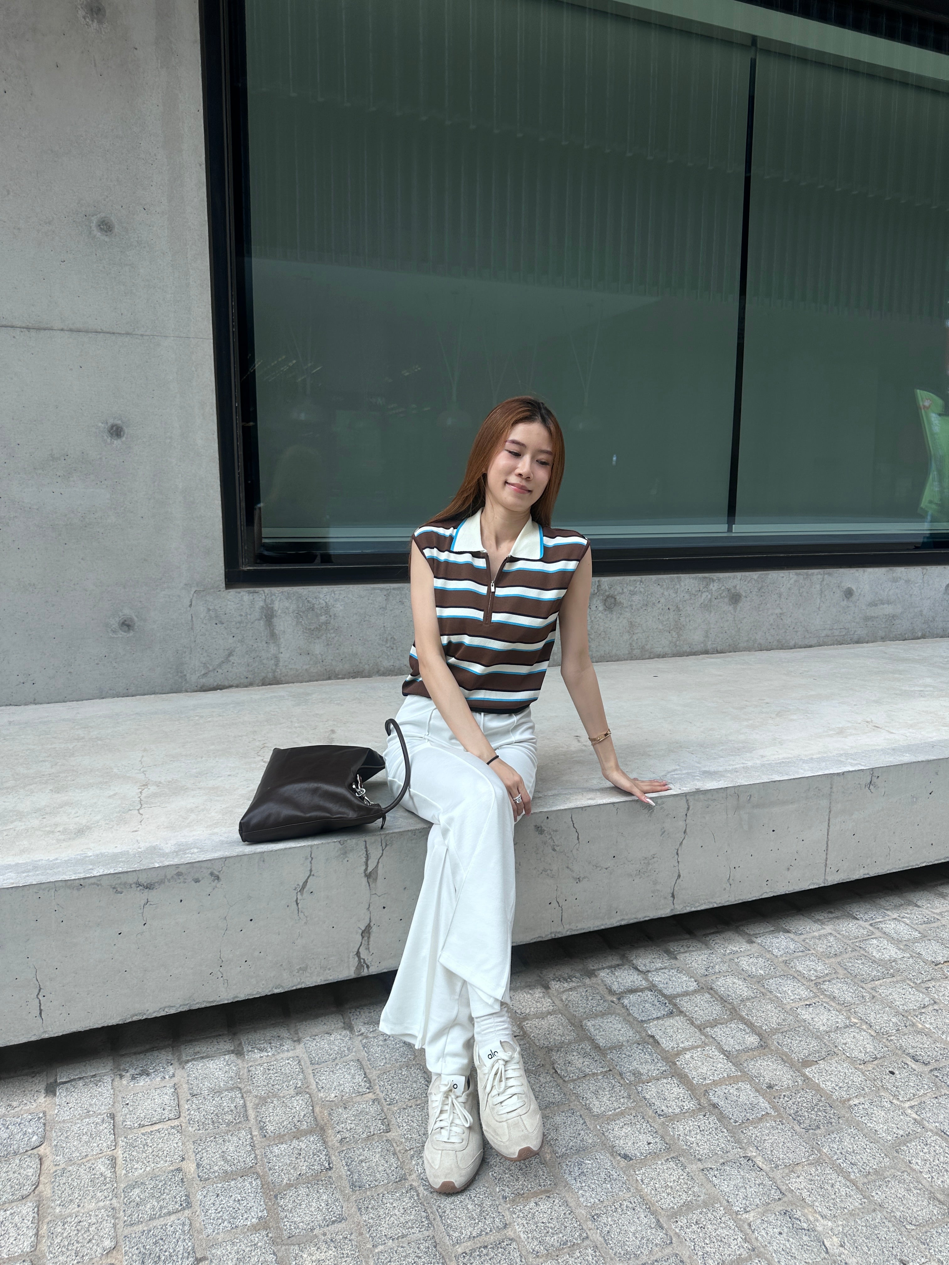 Striped Zipped Vest