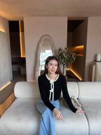 Rosy Outline Cropped Sweater
