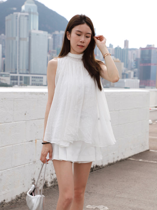 Chiffon Ribbon Alined Tank Top