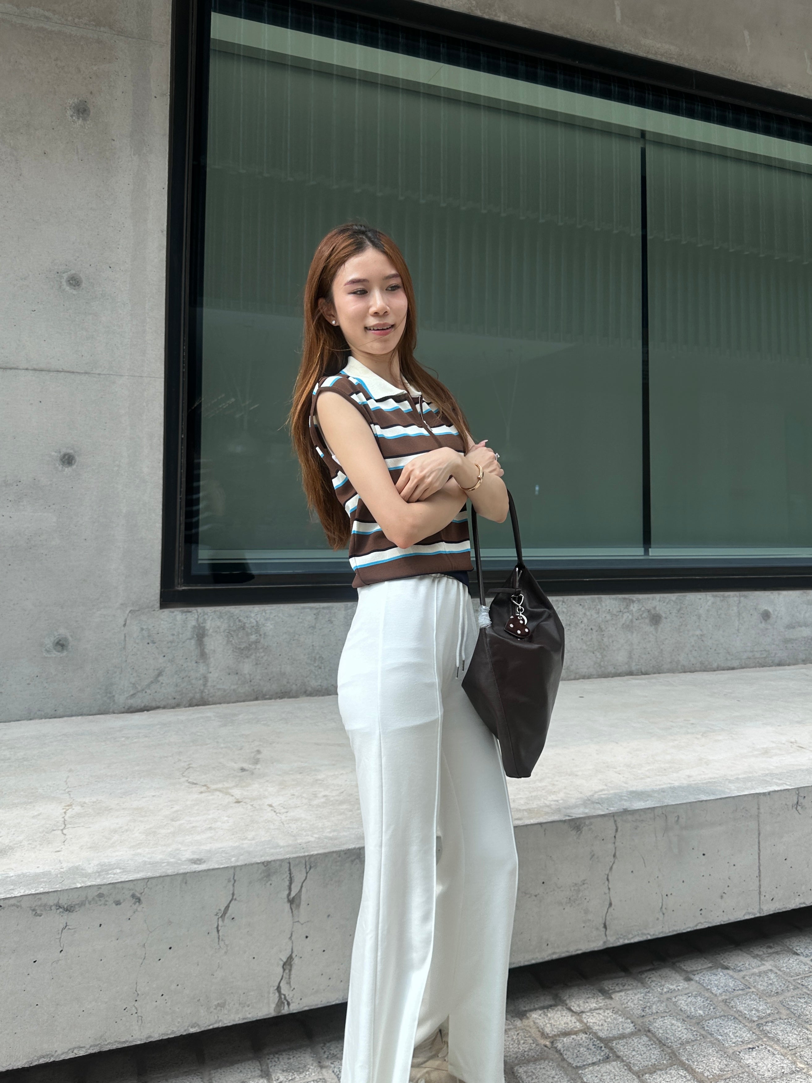 Striped Zipped Vest