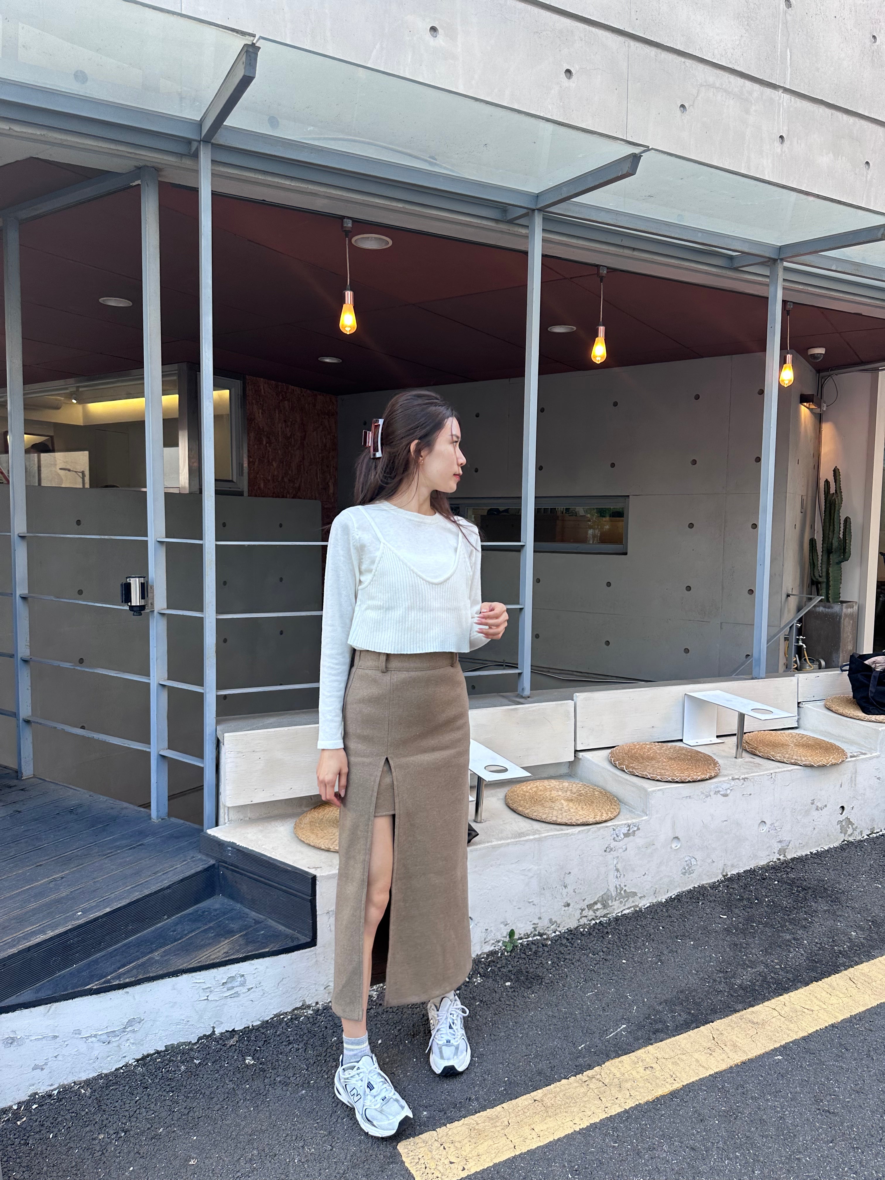 Wool Slit Maxi Skirt