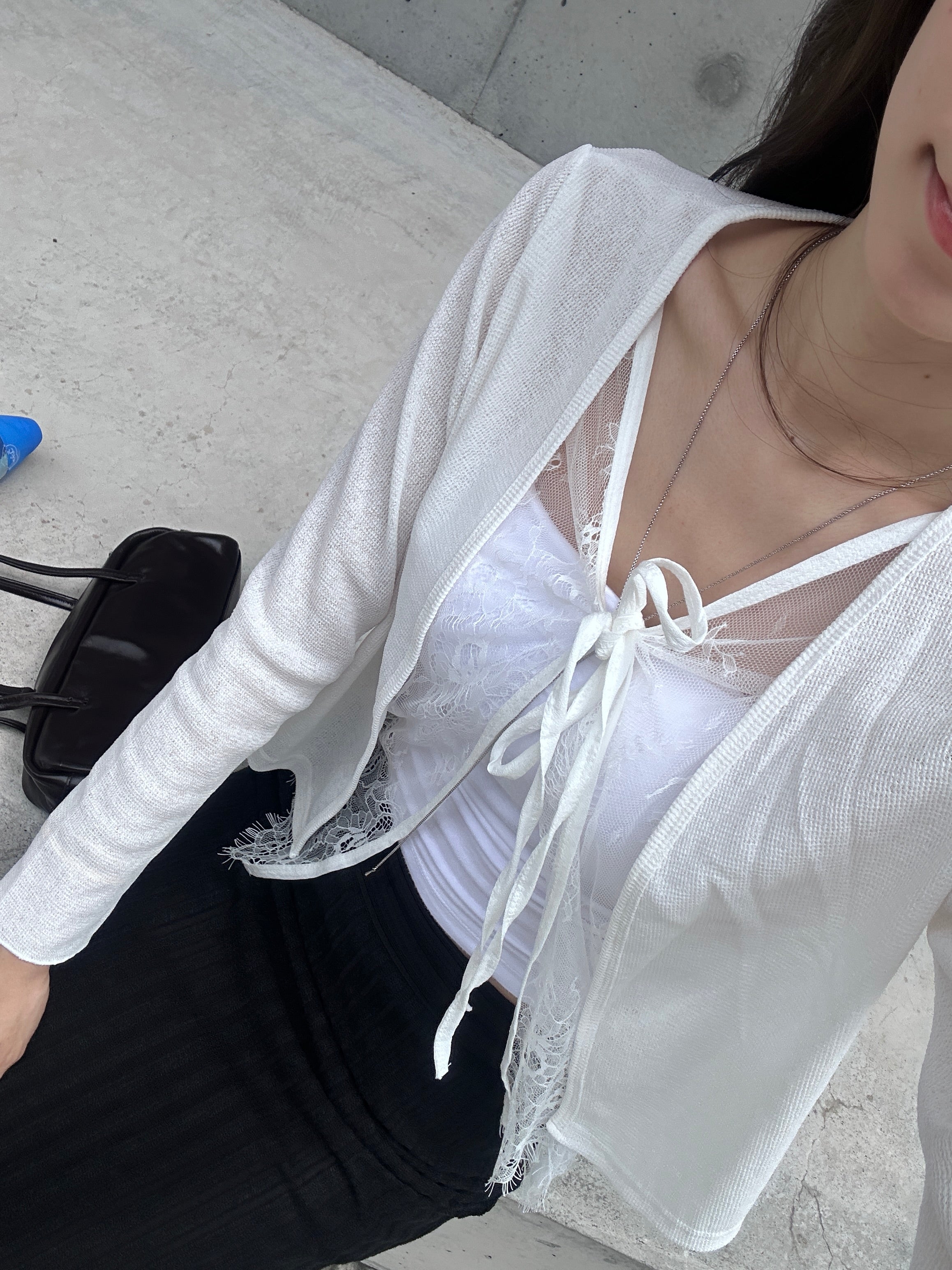 Lace Tied Inside Cardigan