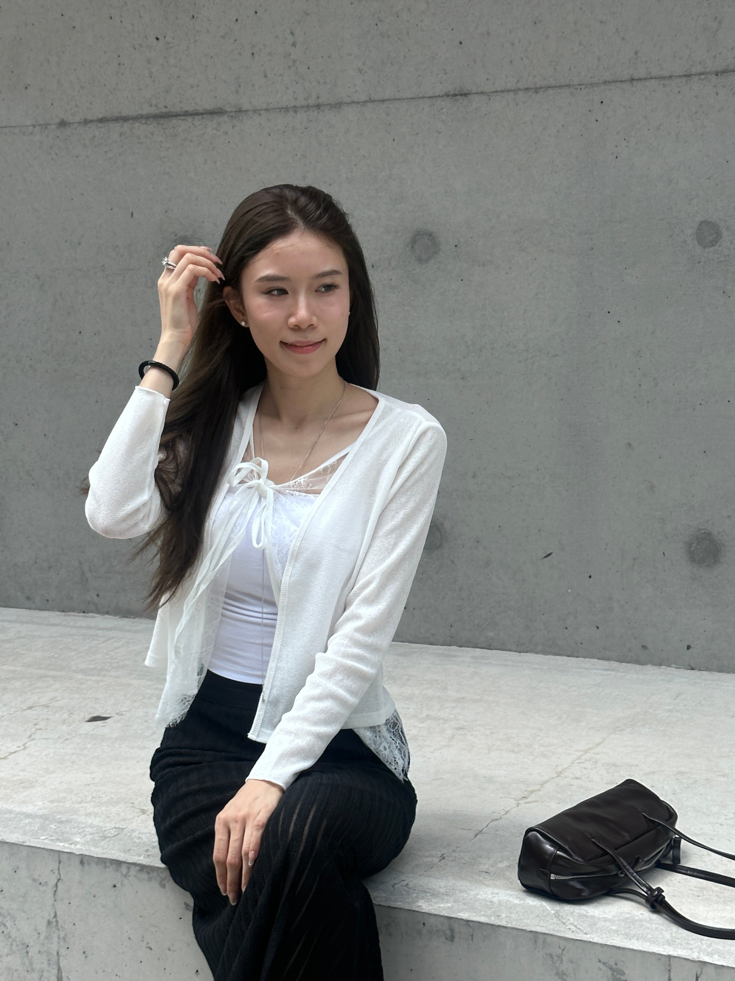 Lace Tied Inside Cardigan