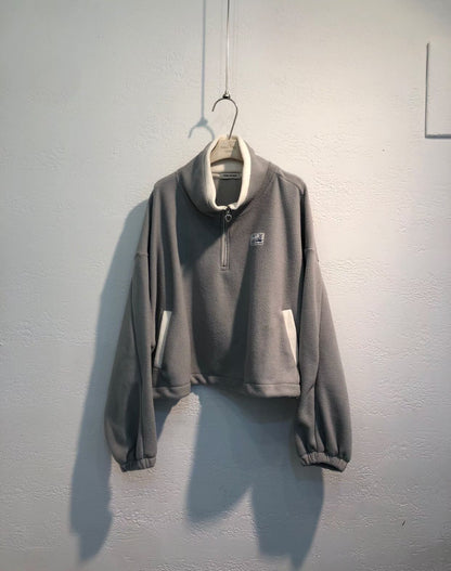 Collar Zipped Fleece Sweatshirt