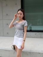 Lace Cross Cotton T Shirt
