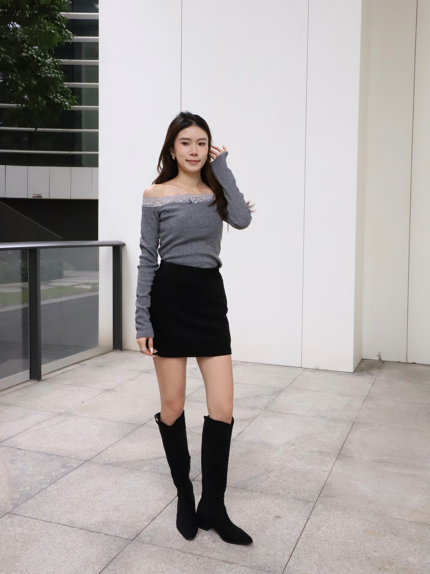 Lace Mix Off Shoulder Top