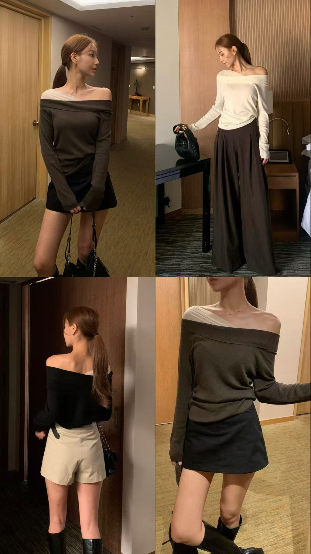 One‑line Neck Shirred Top