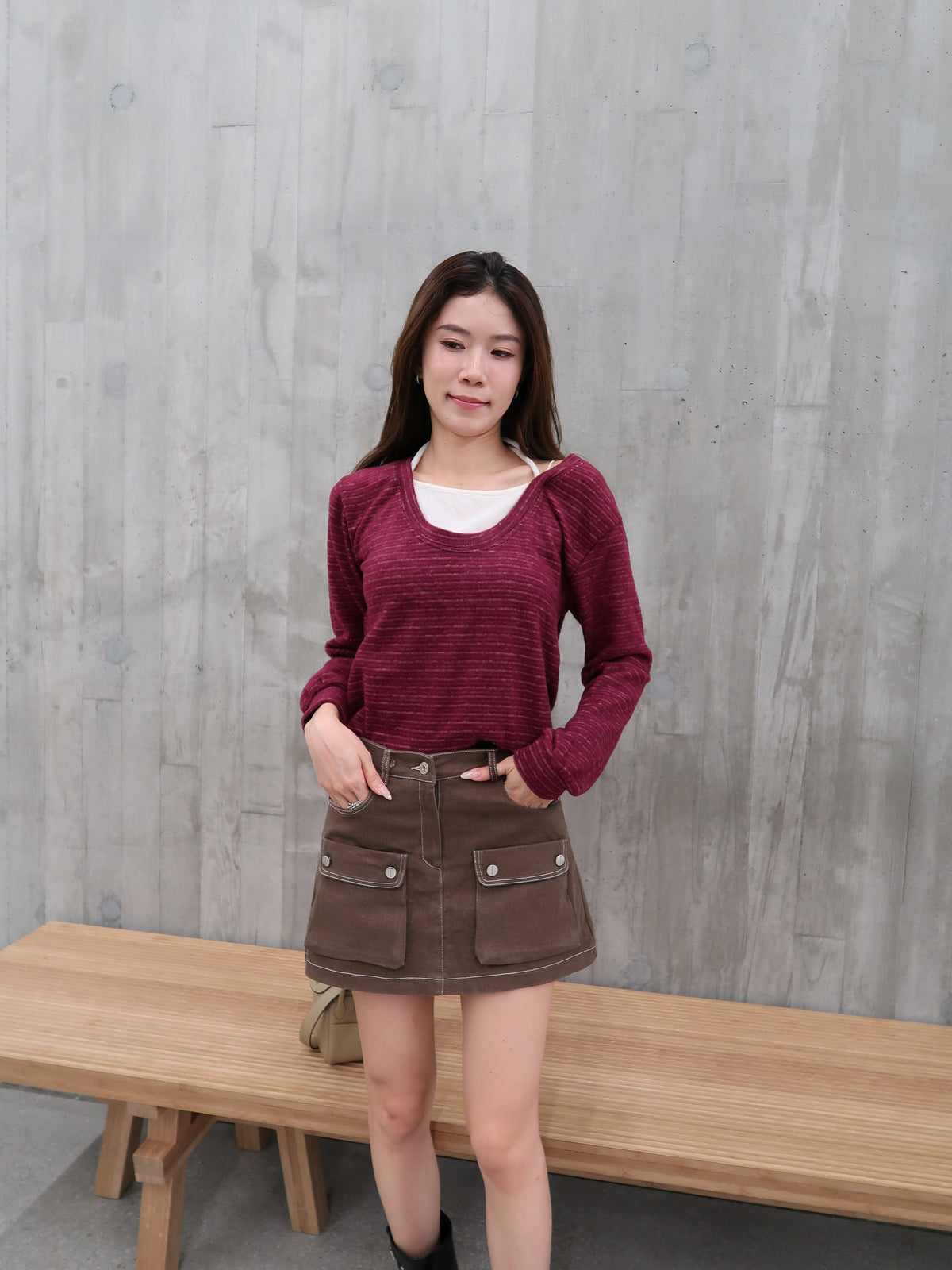 Cross neck fleece top