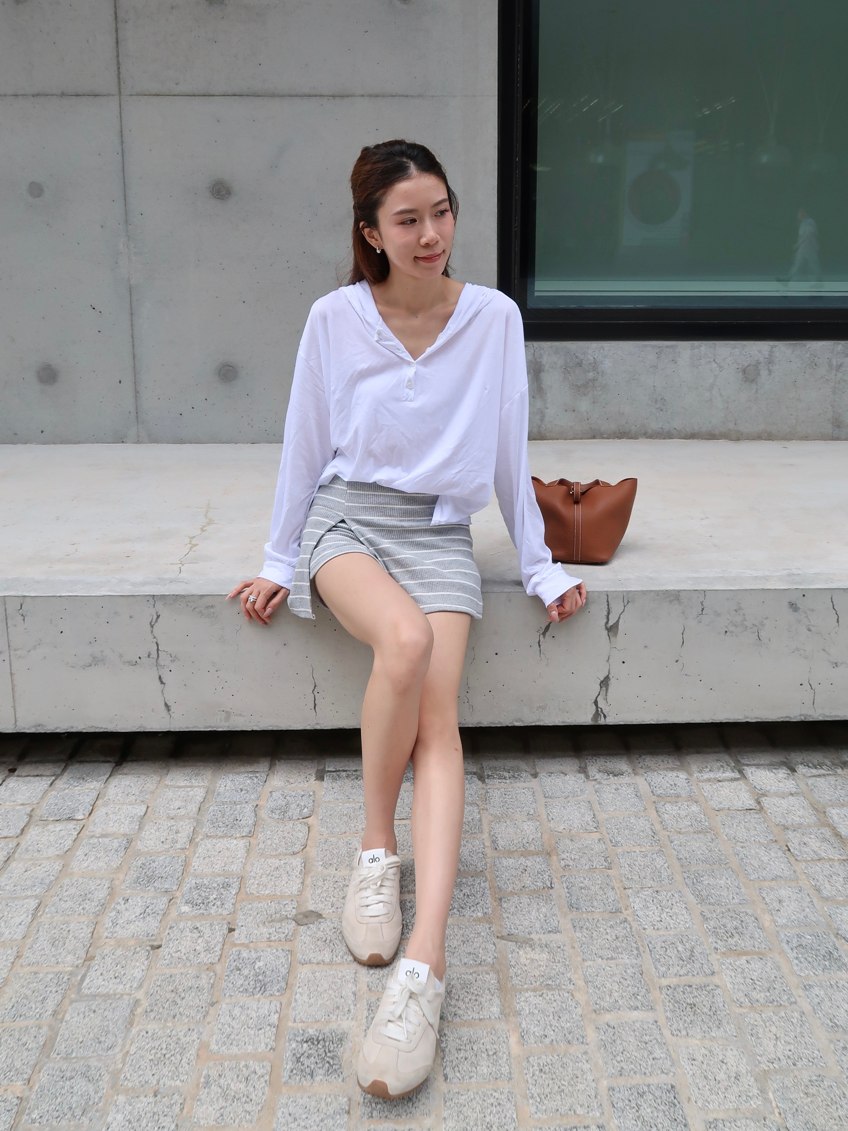 Long Sleeves & Striped Shorts Set