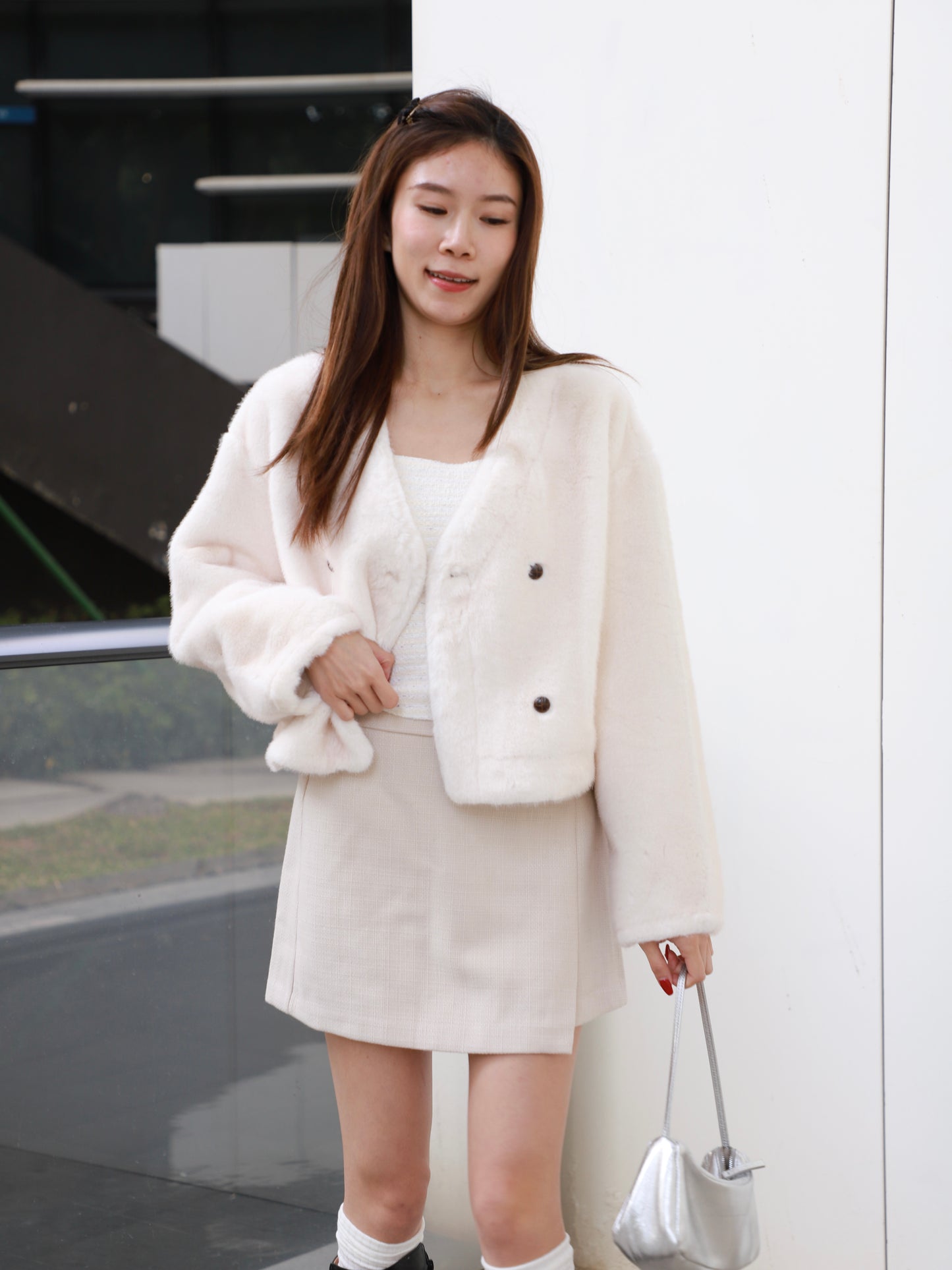 (Early's Bird) Fluffy Button Jacket