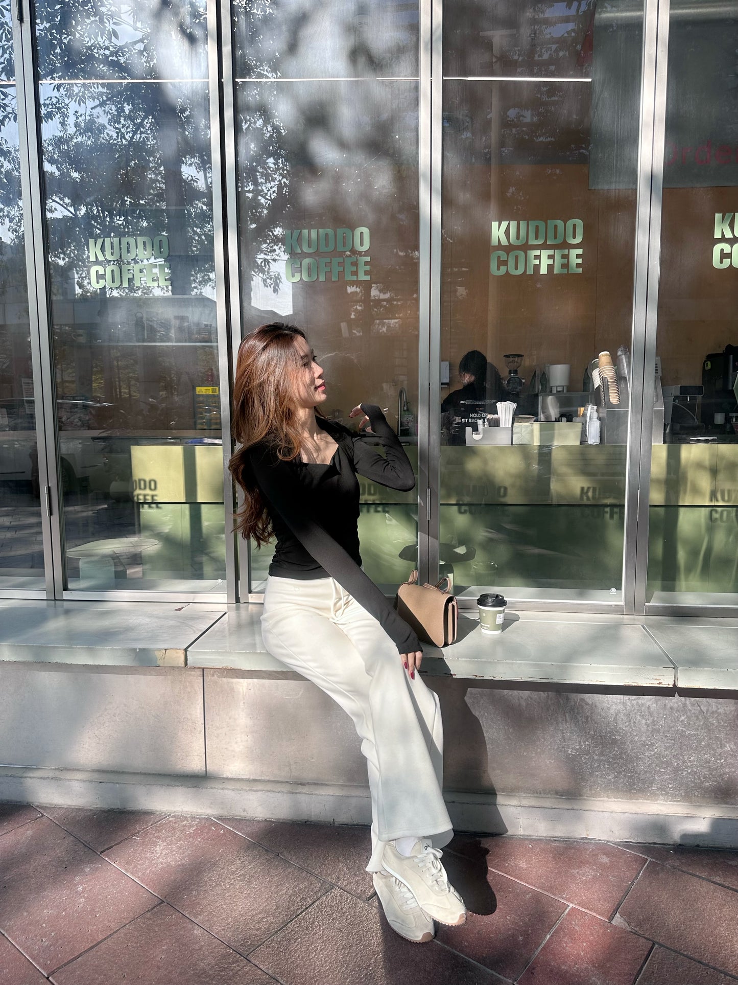 Squareneck Cotton Long Sleeves Top