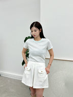 Outlined Chiffon Slit Shorts