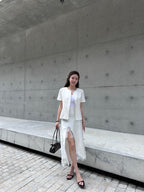 Silky Slit Cut Lace Maxi Skirt