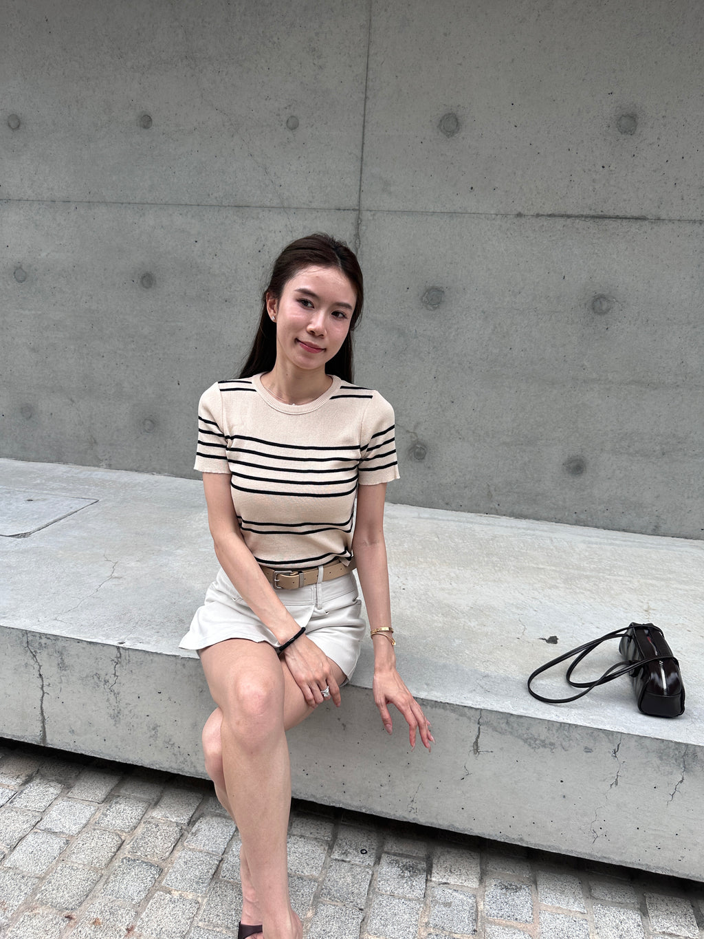 Knitted Striped T Top