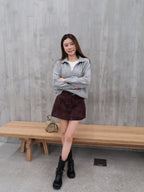 Burgundy Suede Skirt with belt