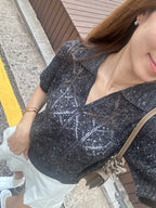 Bling Bling V Knitted T Top