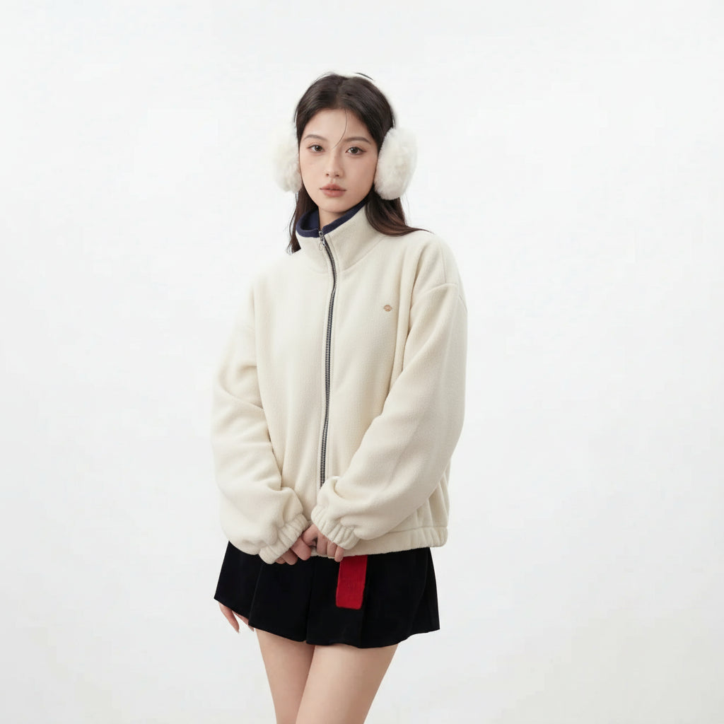 Zipped Up Fluffy Sweatshirt