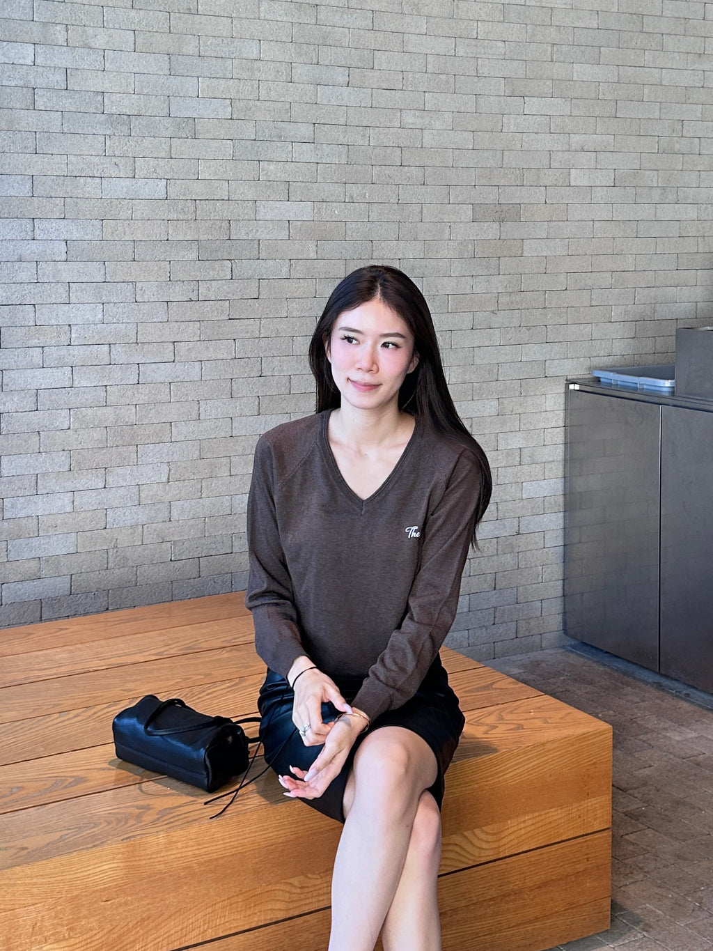 V neck Knitted Log Long Sleeves