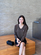 V neck Knitted Log Long Sleeves