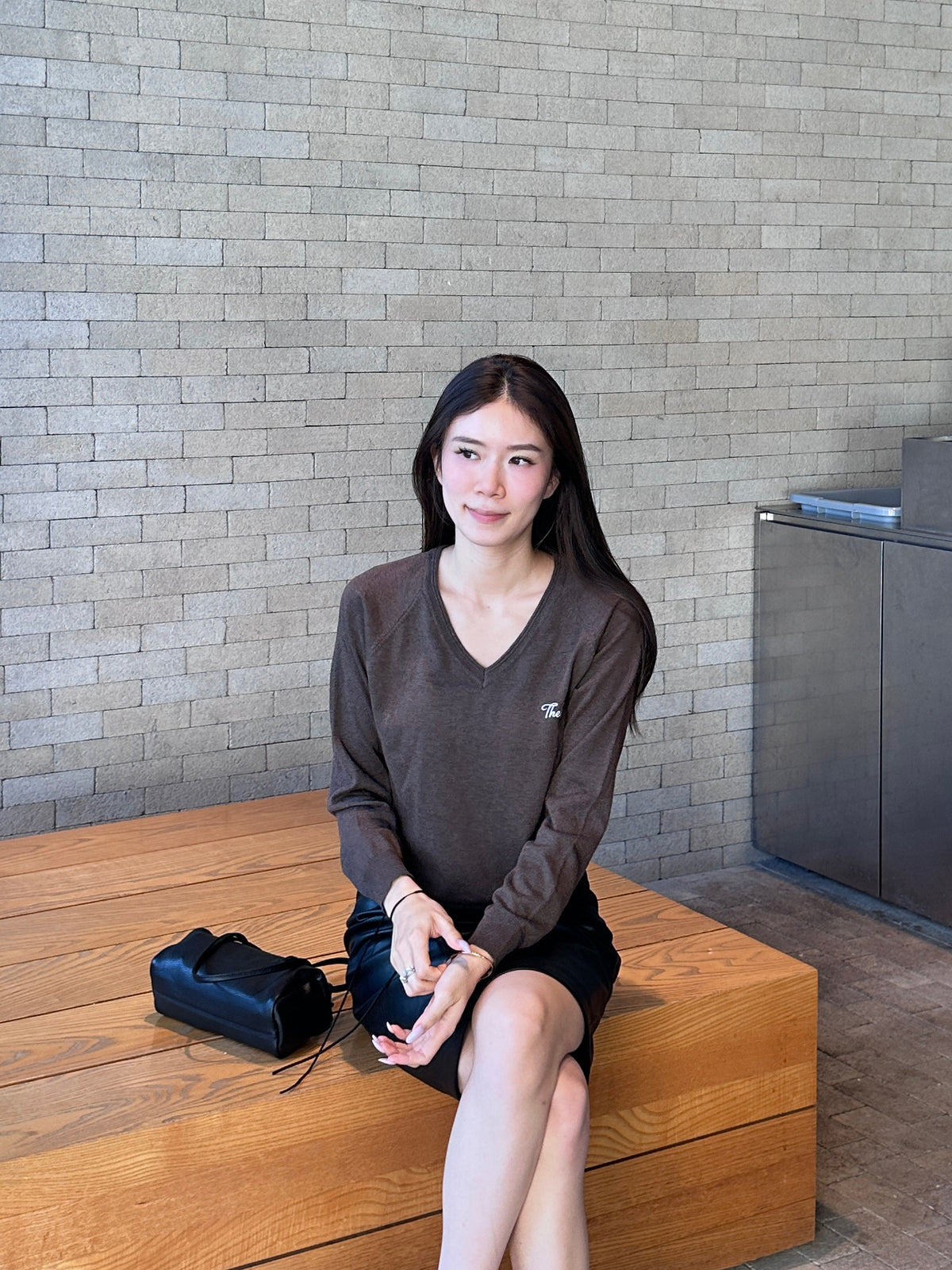 V neck Knitted Log Long Sleeves