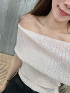 Pink off shoulder knitted top