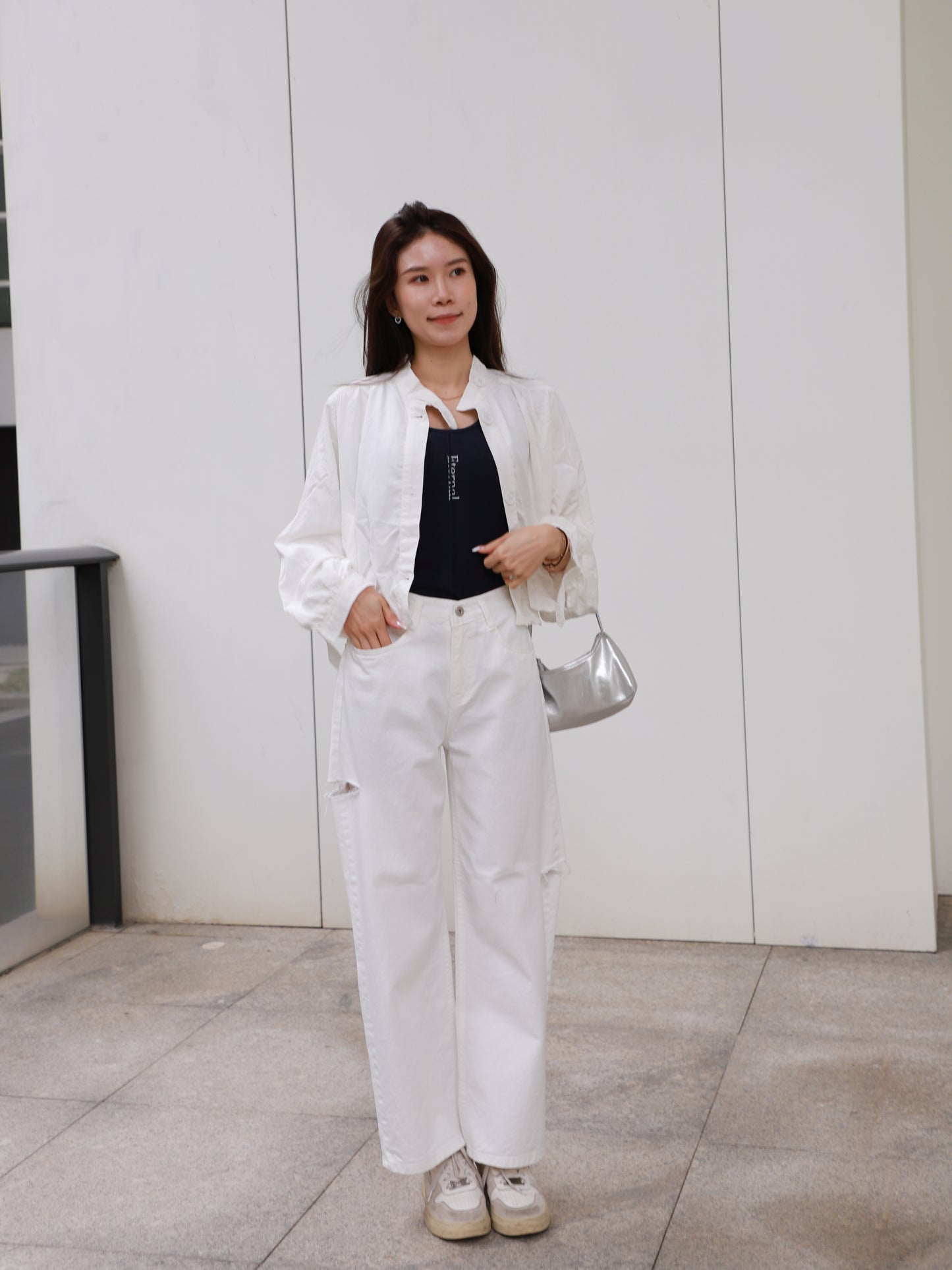 Ripped Boyfriend White Jeans