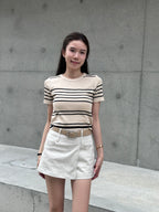 Knitted Striped T Top