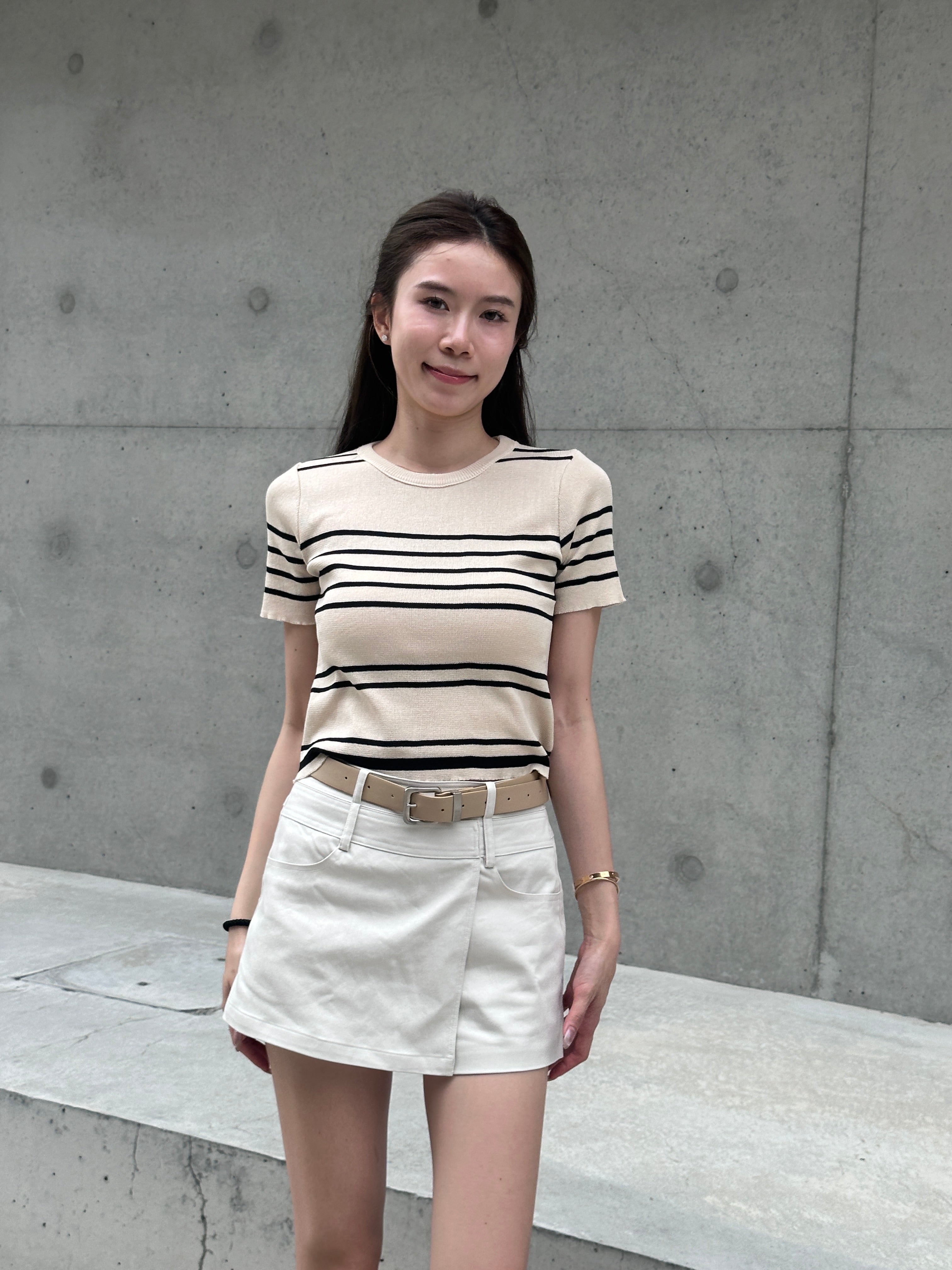 Knitted Striped T Top