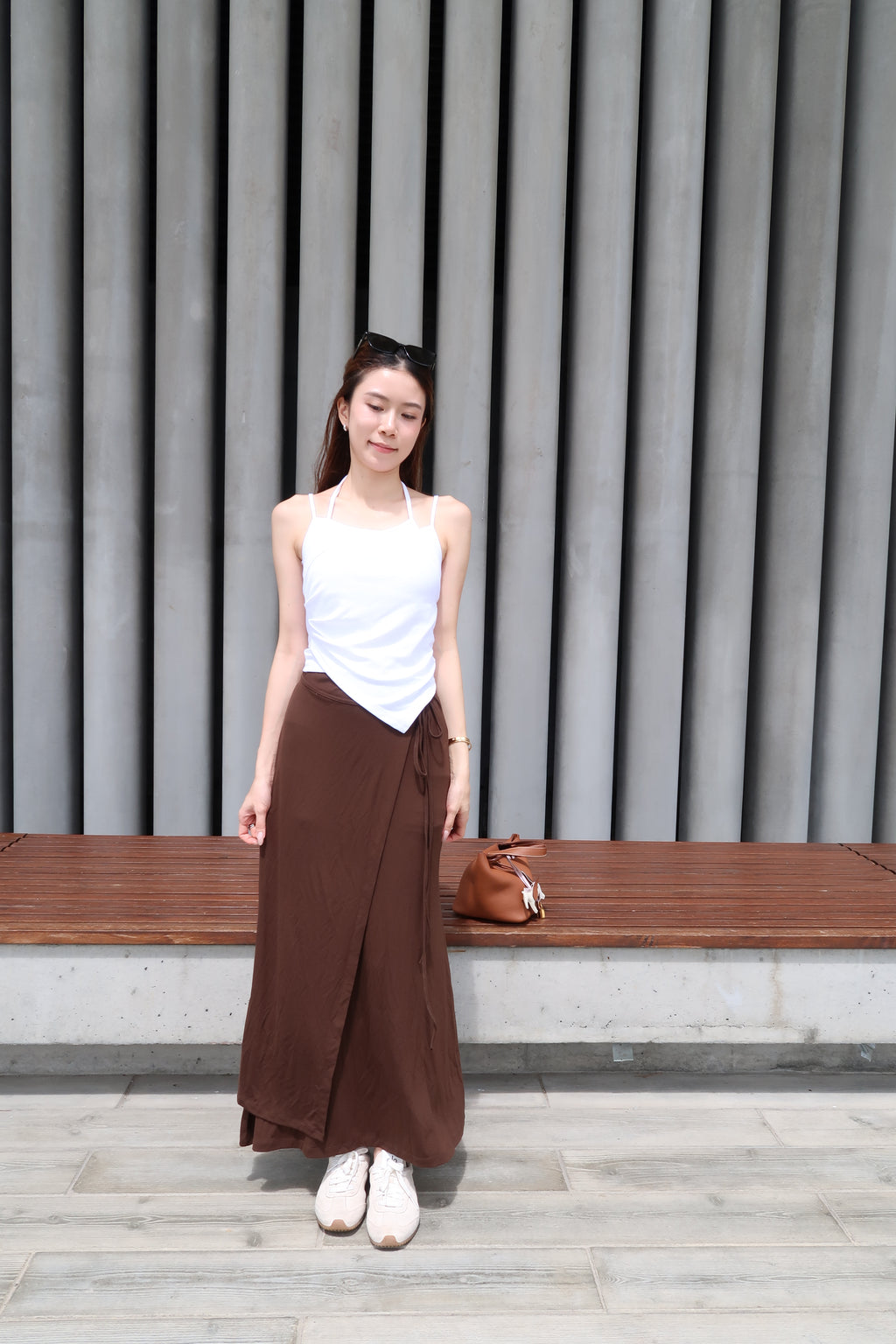 Tied on Side Cotton Maxi Skirt