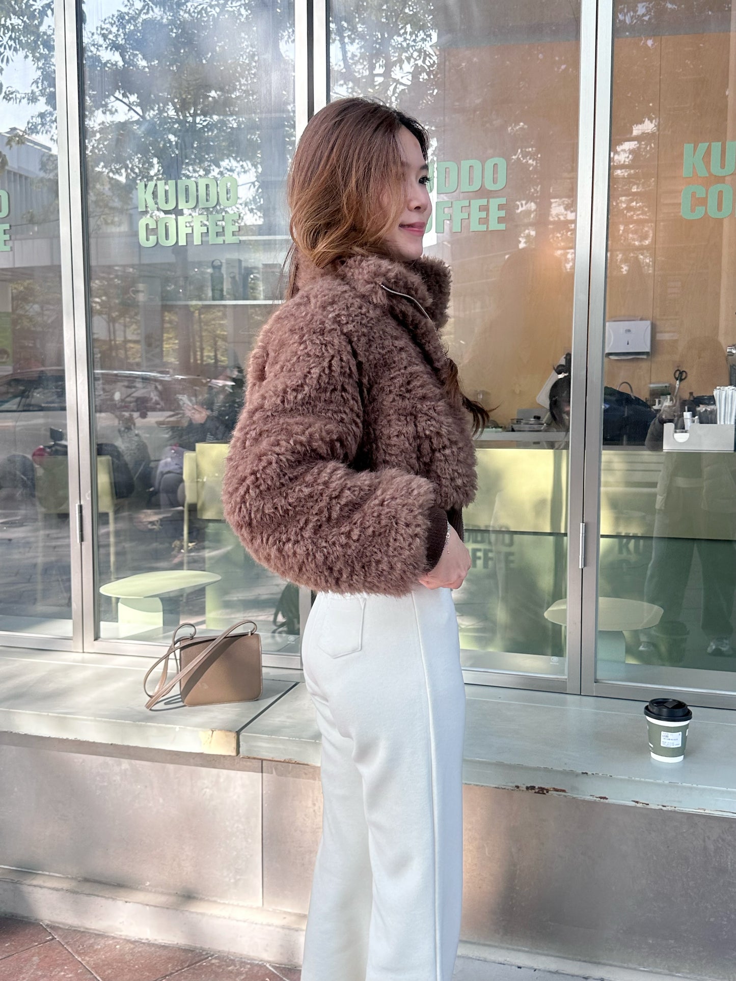 Fluffy Bear Cropped Jacket