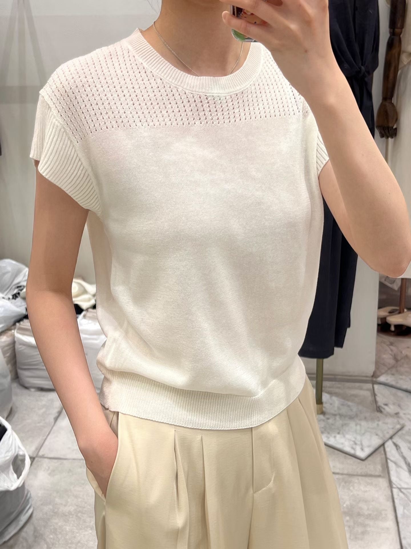 Knitted Dotted T Top