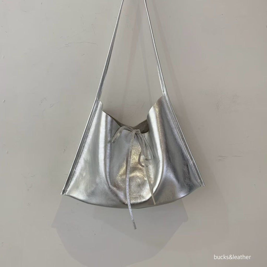Real Leather Tied Ribbon Shoulder Bag